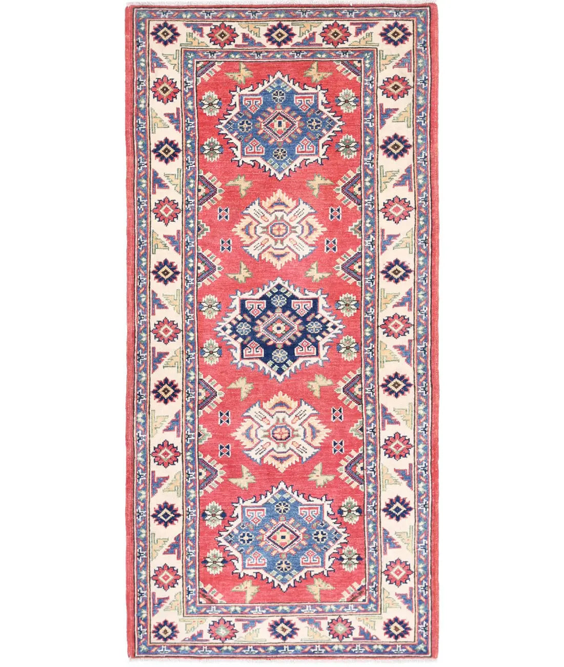 Hand Knotted Tribal Kazak Wool Rug - 2'9'' x 6'1''