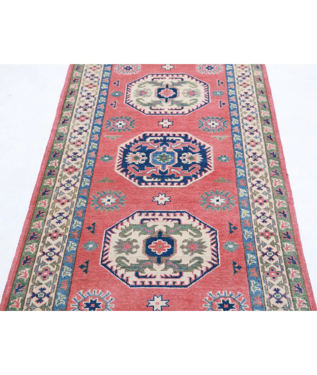 Hand Knotted Tribal Kazak Wool Rug - 2'9'' x 7'2''