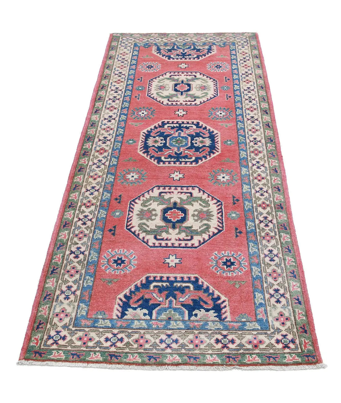 Hand Knotted Tribal Kazak Wool Rug - 2'9'' x 7'2''