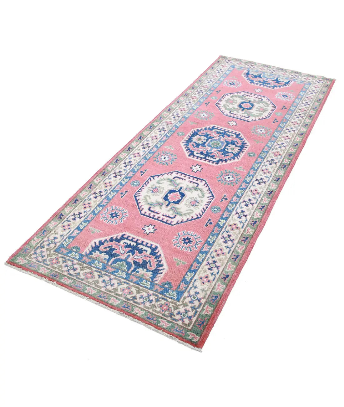 Hand Knotted Tribal Kazak Wool Rug - 2'9'' x 7'2''