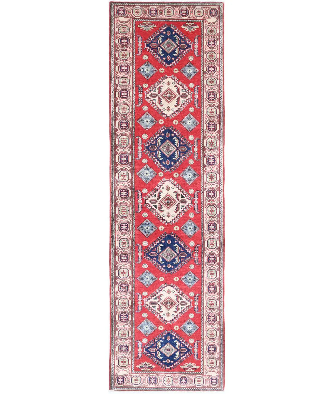 Hand Knotted Tribal Kazak Wool Rug - 2&#39;9&#39;&#39; x 9&#39;11&#39;&#39;