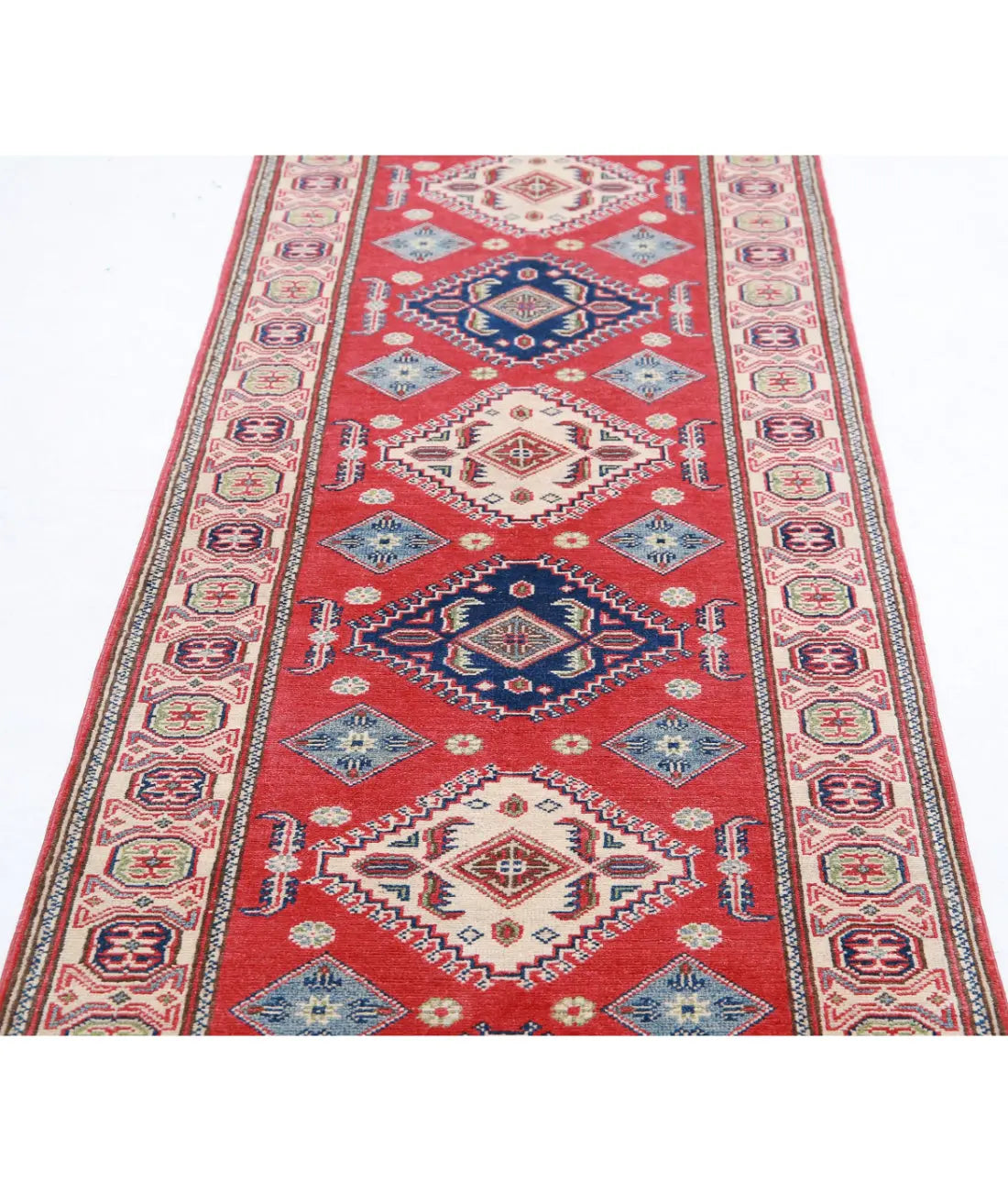 Hand Knotted Tribal Kazak Wool Rug - 2'9'' x 9'11''