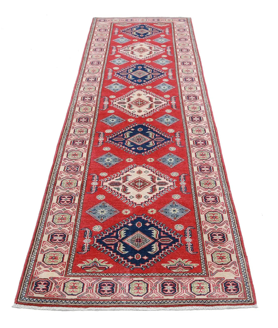 Hand Knotted Tribal Kazak Wool Rug - 2'9'' x 9'11''