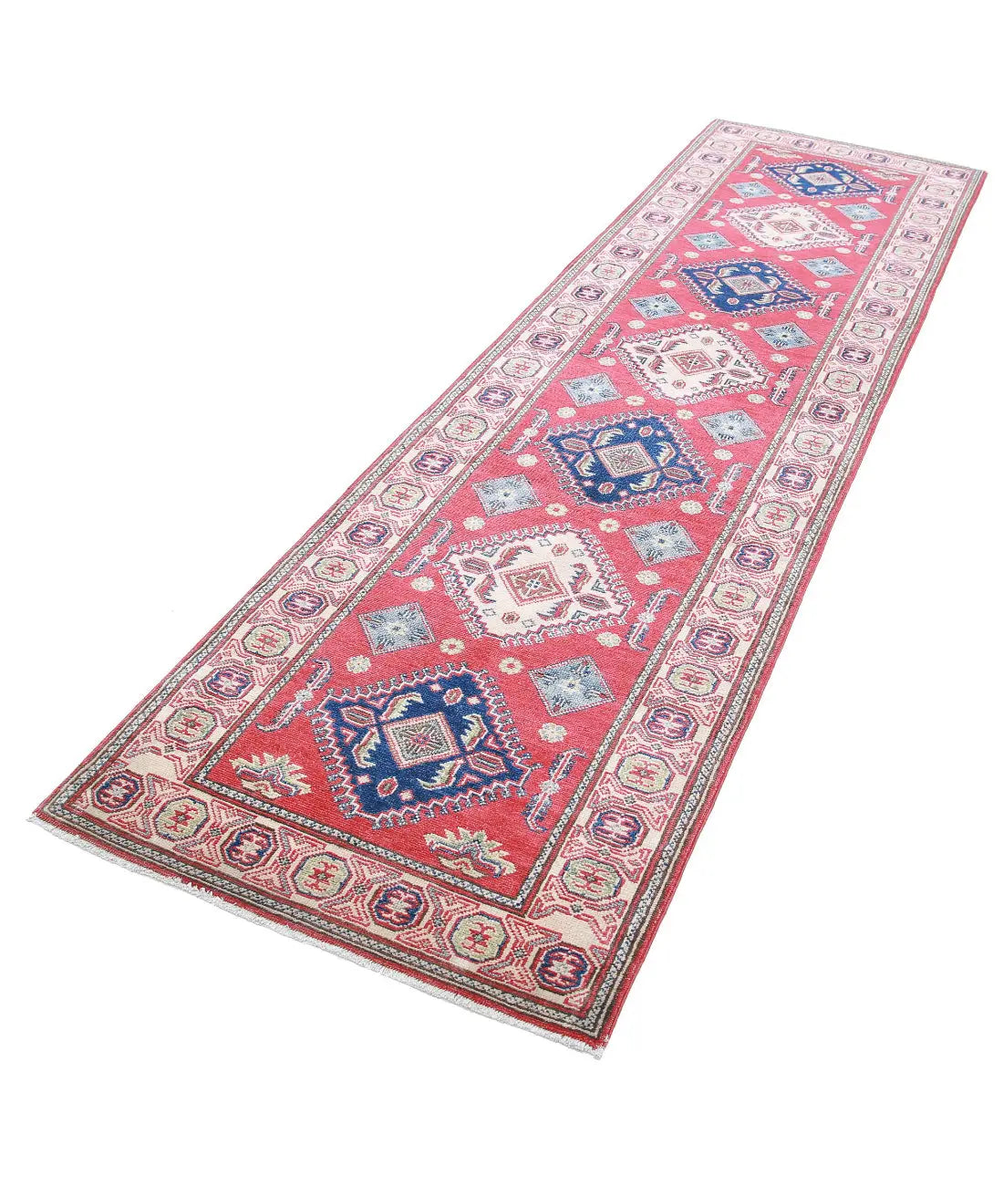 Hand Knotted Tribal Kazak Wool Rug - 2'9'' x 9'11''