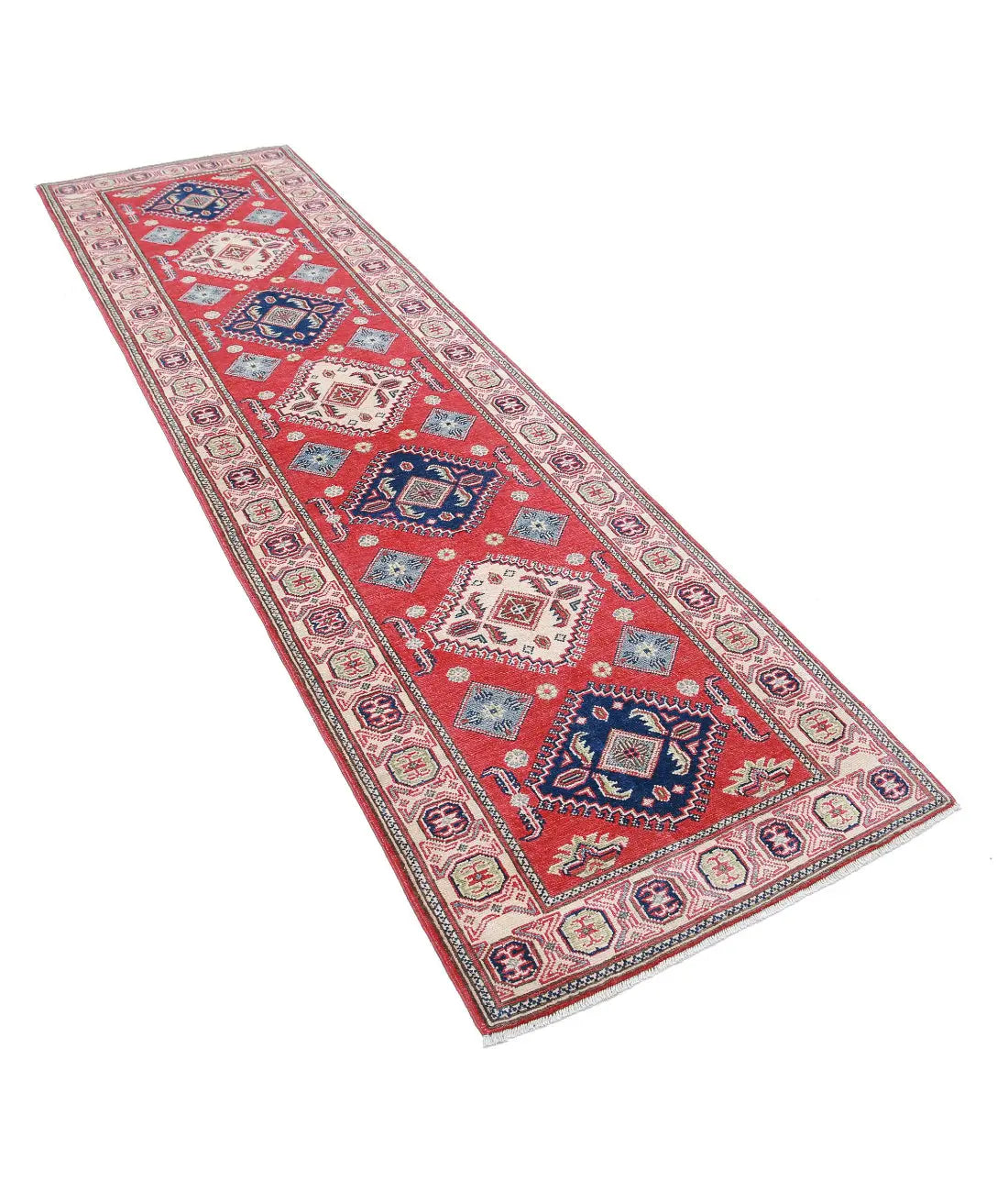 Hand Knotted Tribal Kazak Wool Rug - 2'9'' x 9'11''