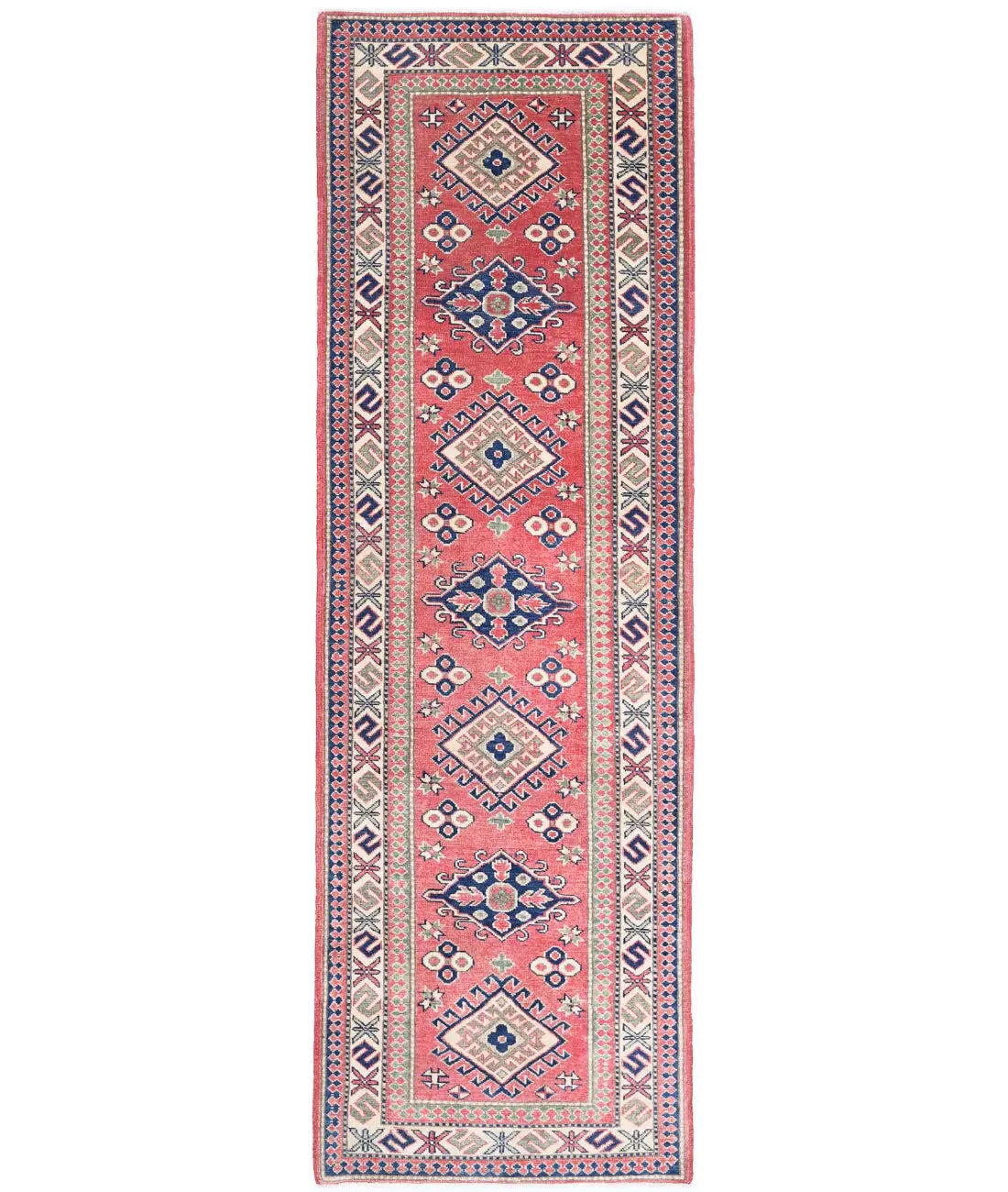 Hand Knotted Tribal Kazak Wool Rug - 2&#39;9&#39;&#39; x 9&#39;6&#39;&#39;