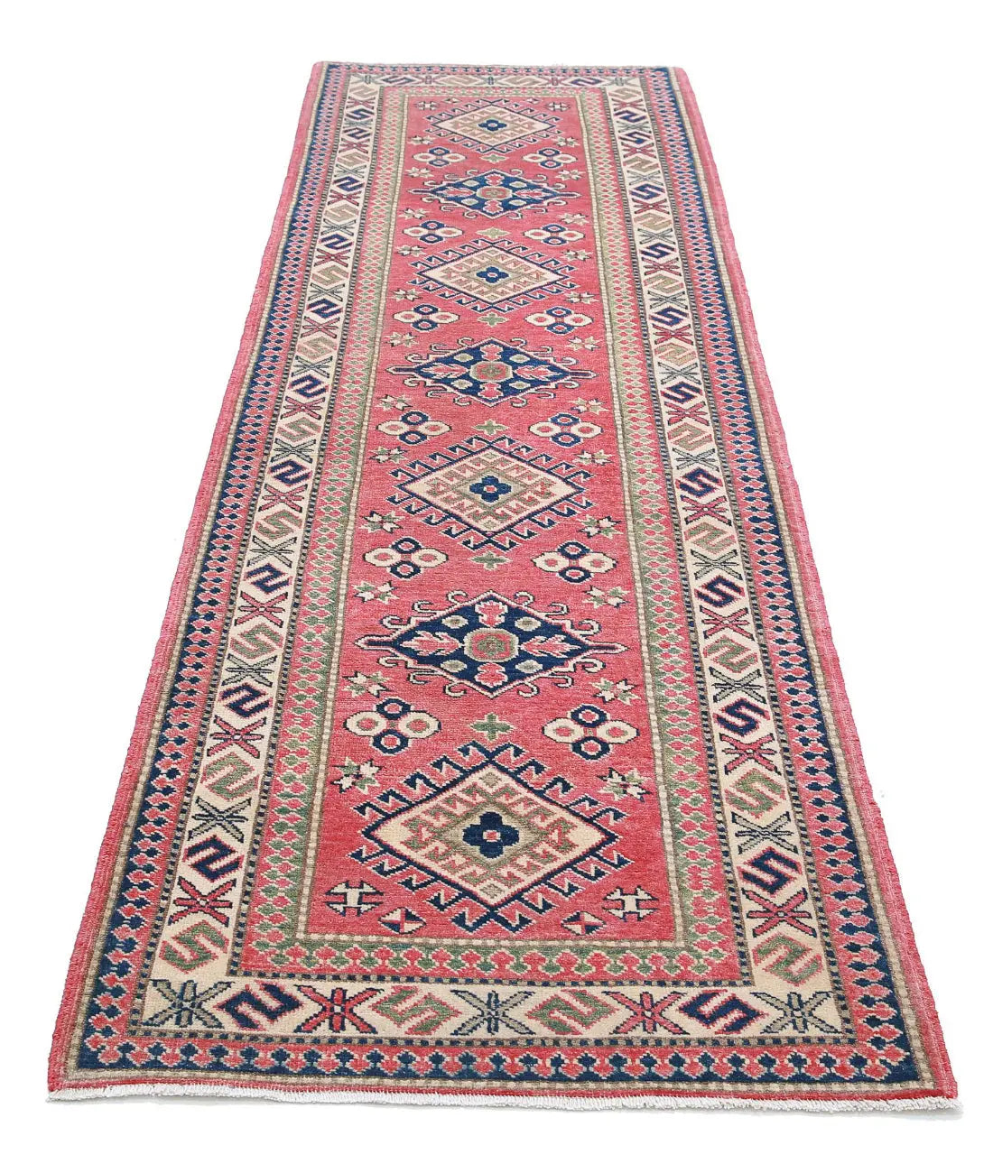 Hand Knotted Tribal Kazak Wool Rug - 2'9'' x 9'6''