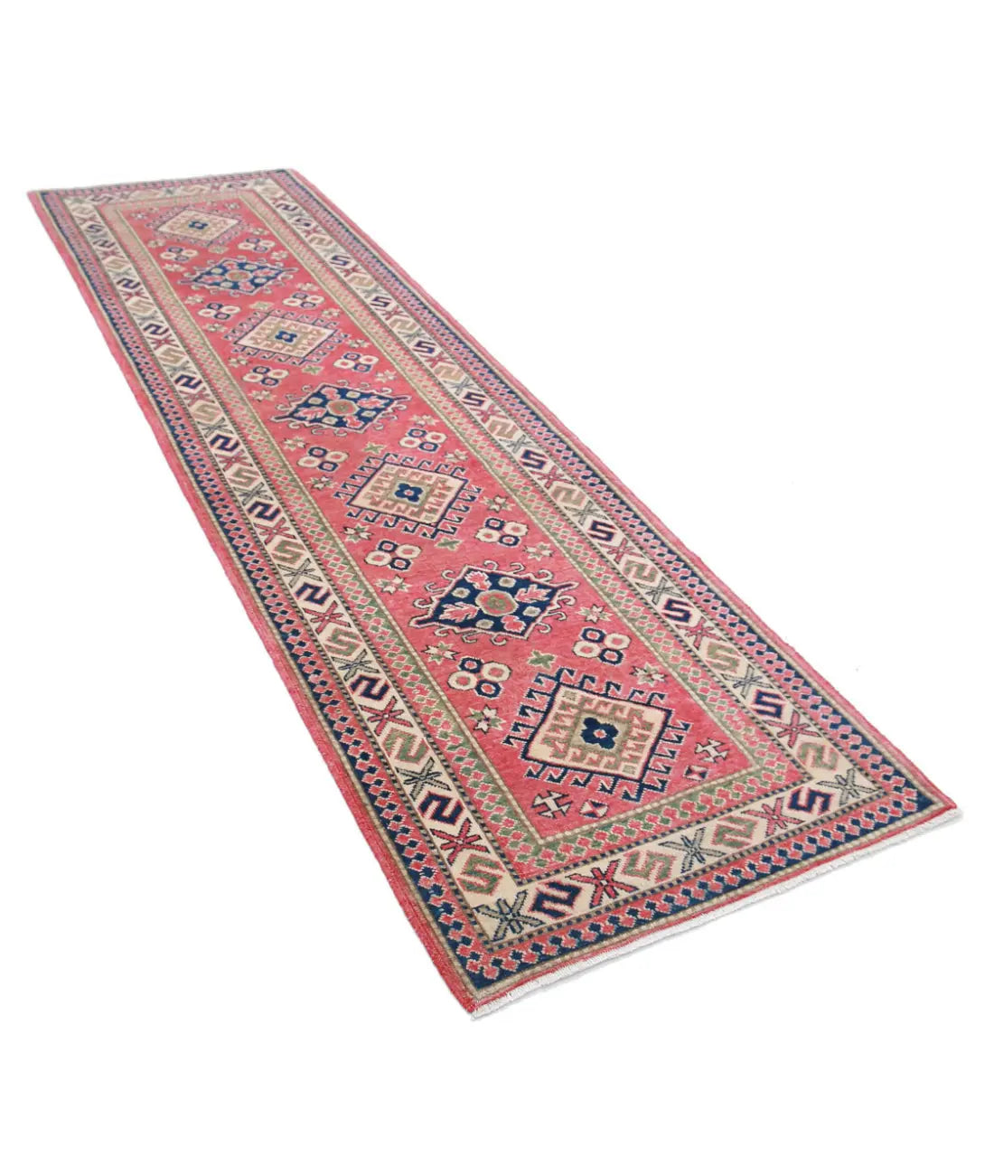 Hand Knotted Tribal Kazak Wool Rug - 2'9'' x 9'6''