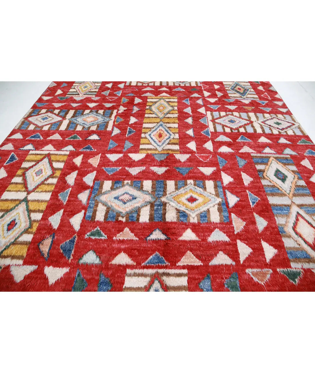 Hand Knotted Tribal Moroccan Wool Rug - 10'6'' x 13'9''