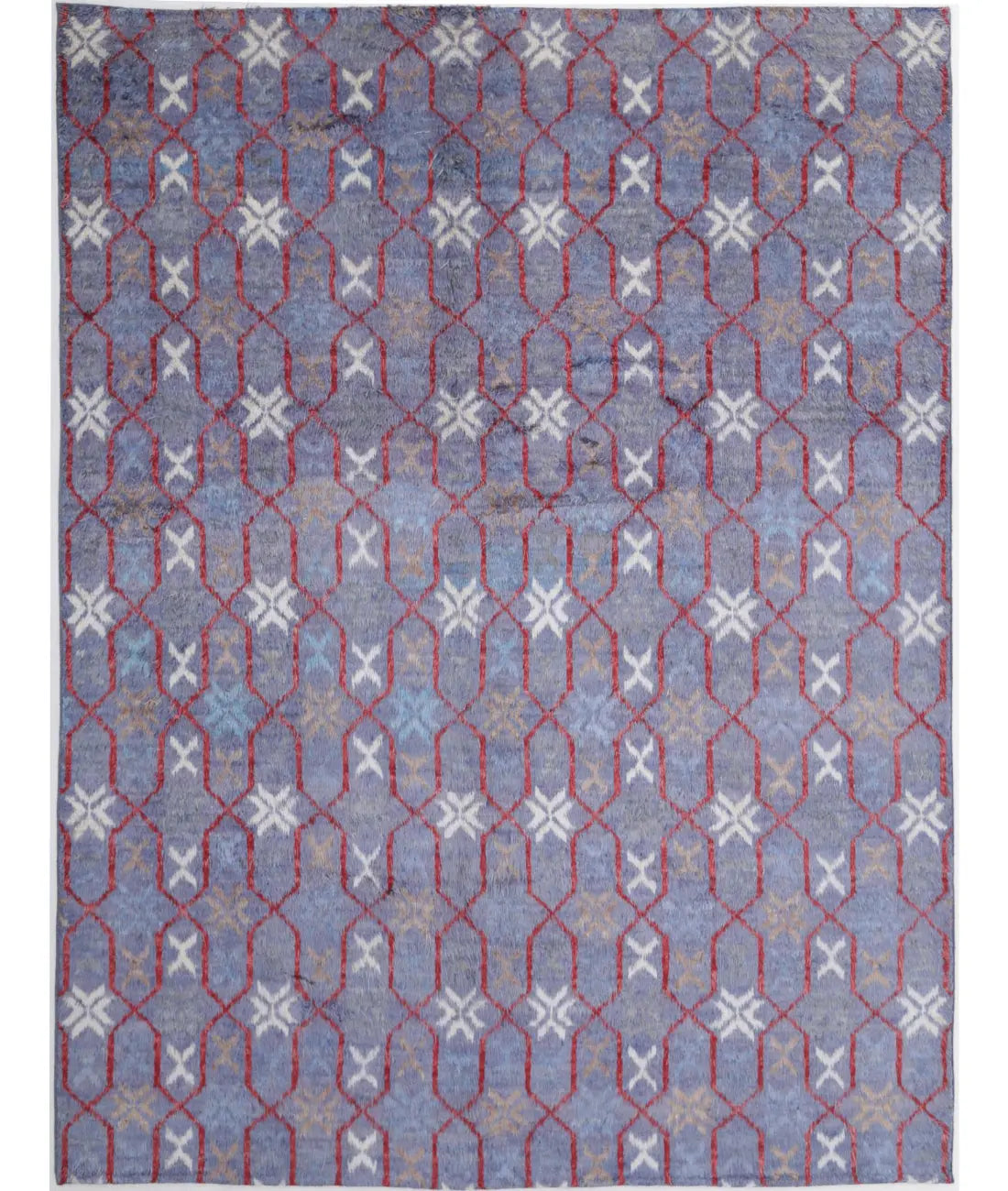 Hand Knotted Tribal Moroccan Wool Rug - 10&#39;7&#39;&#39; x 13&#39;9&#39;&#39;