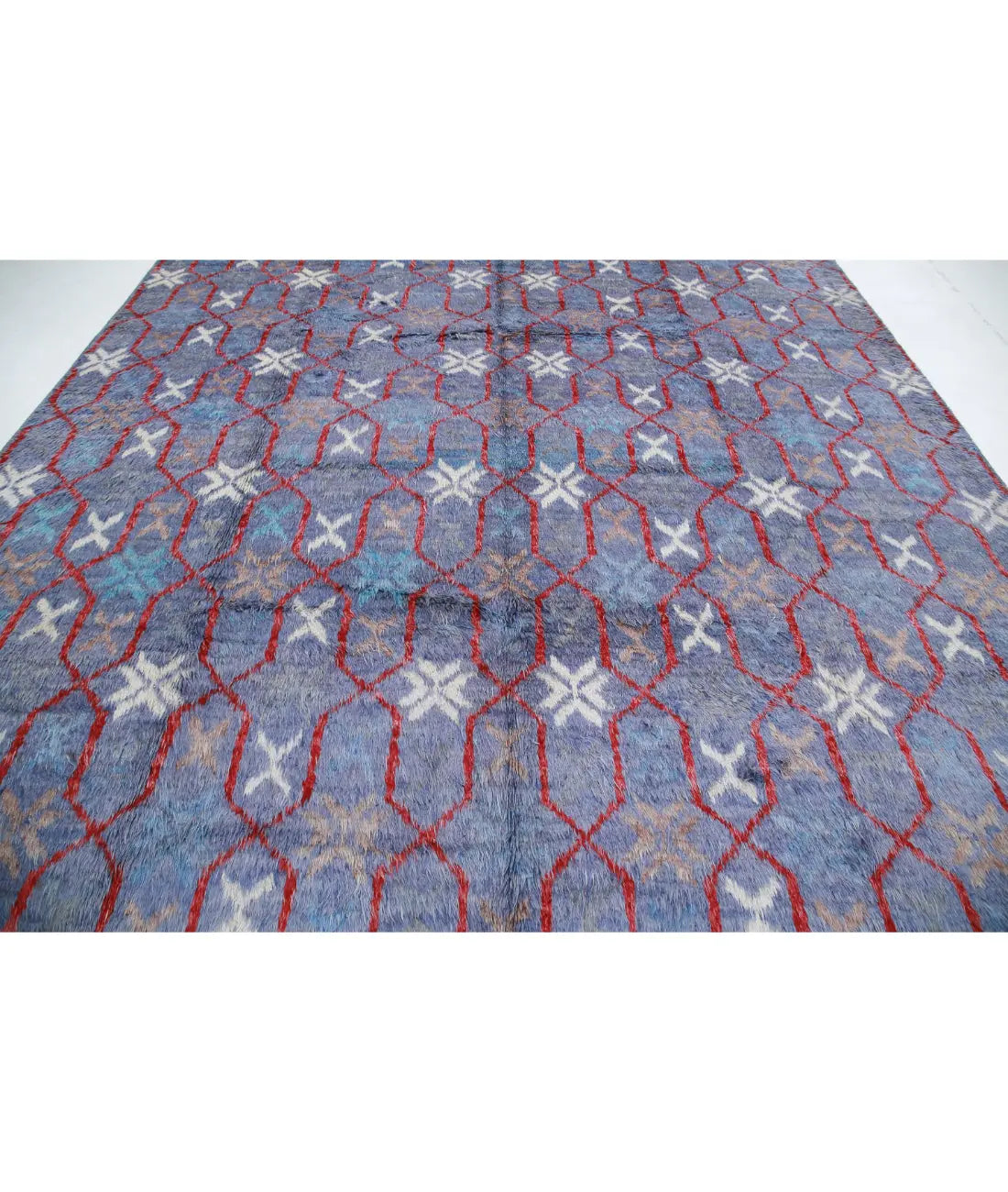 Hand Knotted Tribal Moroccan Wool Rug - 10'7'' x 13'9''