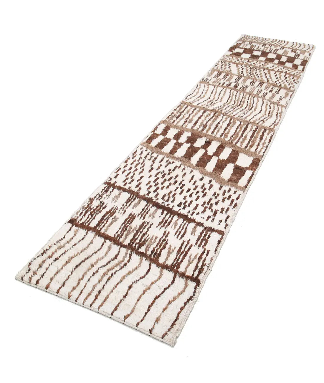 Tapis tribal marocain en laine noué à la main - 2'5'' x 11'3''