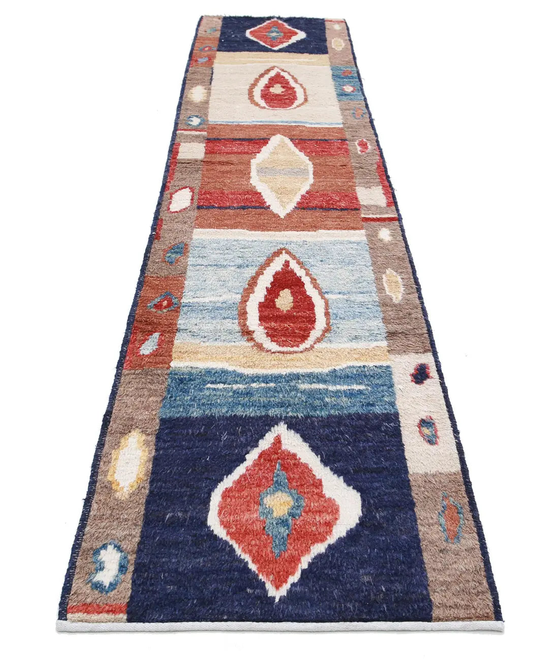 Hand Knotted Tribal Moroccan Wool Rug - 2'9'' x 13'10''