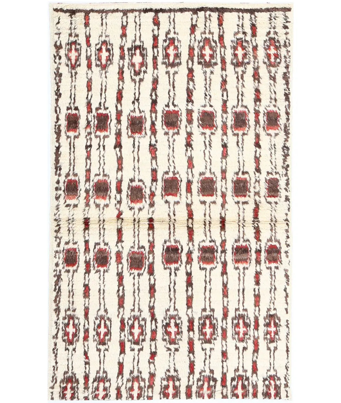 Tapis tribal marocain en laine noué à la main - 3&#39;0&#39;&#39; x 4&#39;2&#39;&#39;