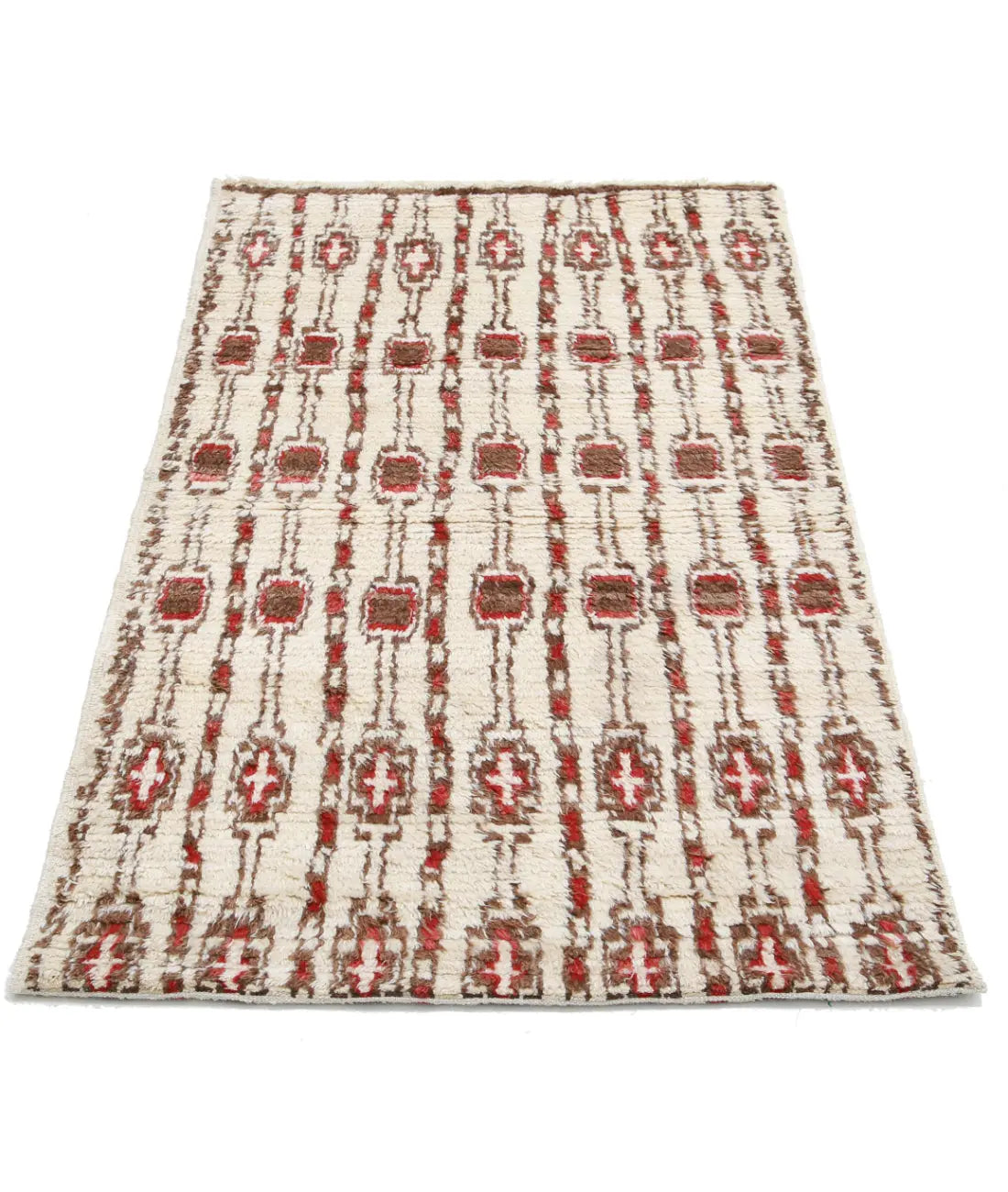 Tapis tribal marocain en laine noué à la main - 3'0'' x 4'2''