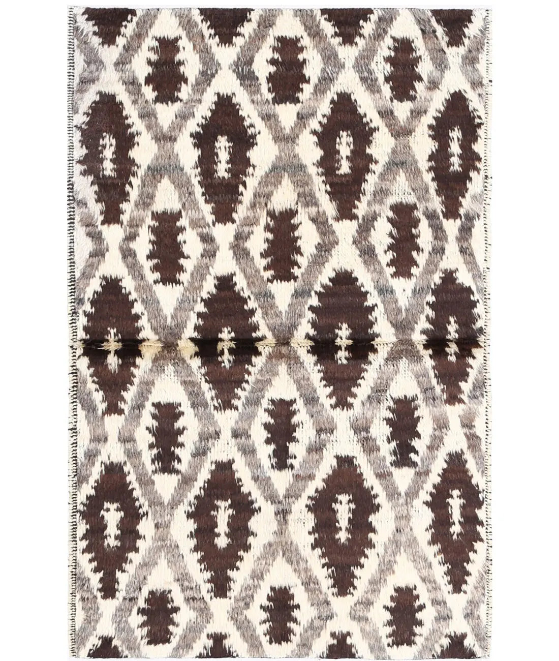 Tapis tribal marocain en laine noué à la main - 3&#39;1&#39;&#39; x 4&#39;11&#39;&#39;