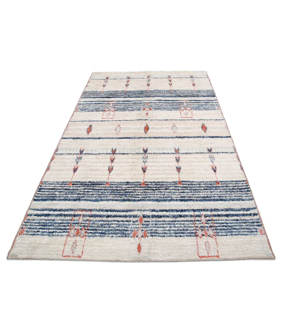 Tapis tribal marocain en laine noué à la main - 4'11'' x 8'4''