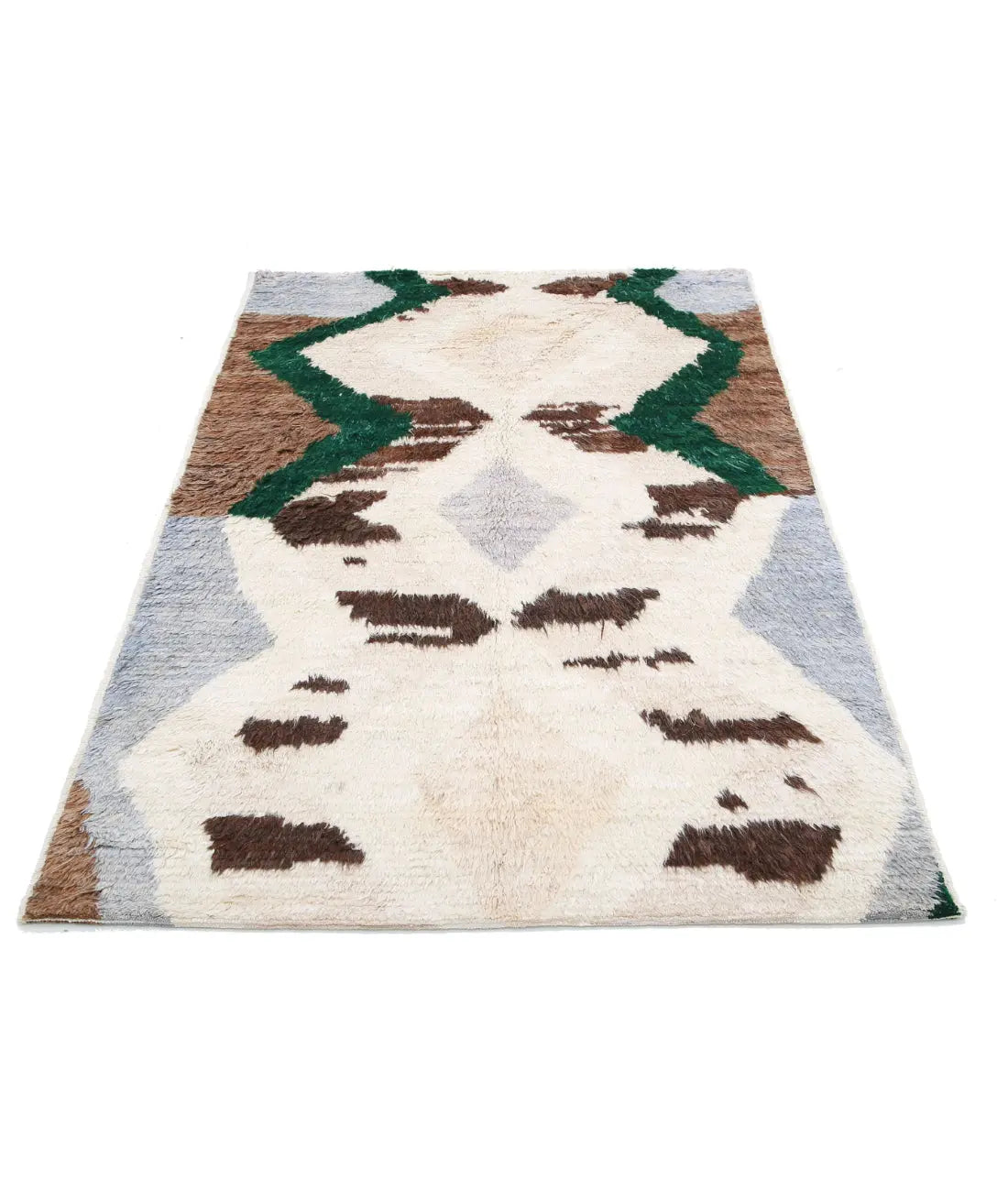 Tapis tribal marocain en laine noué à la main - 4'1'' x 6'0''