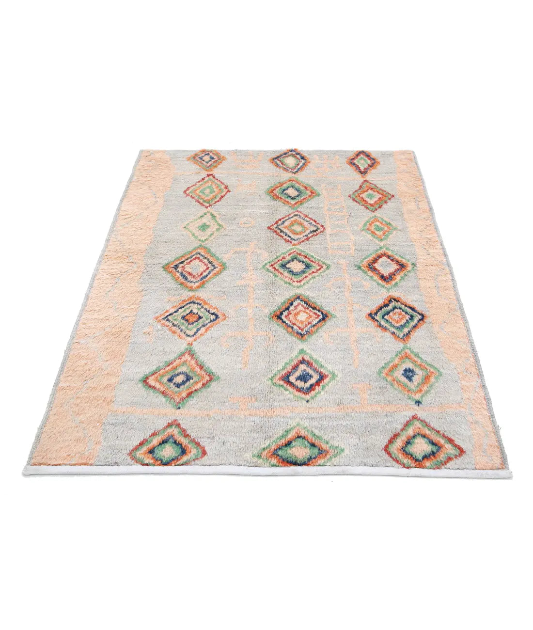 Tapis tribal marocain en laine noué à la main - 4'2'' x 5'9''