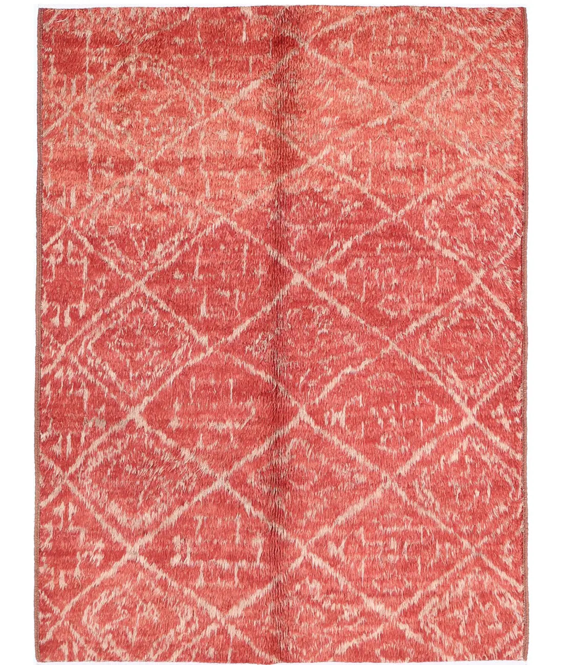 Tapis tribal marocain en laine noué à la main - 4&#39;4&#39;&#39; x 5&#39;9&#39;&#39;