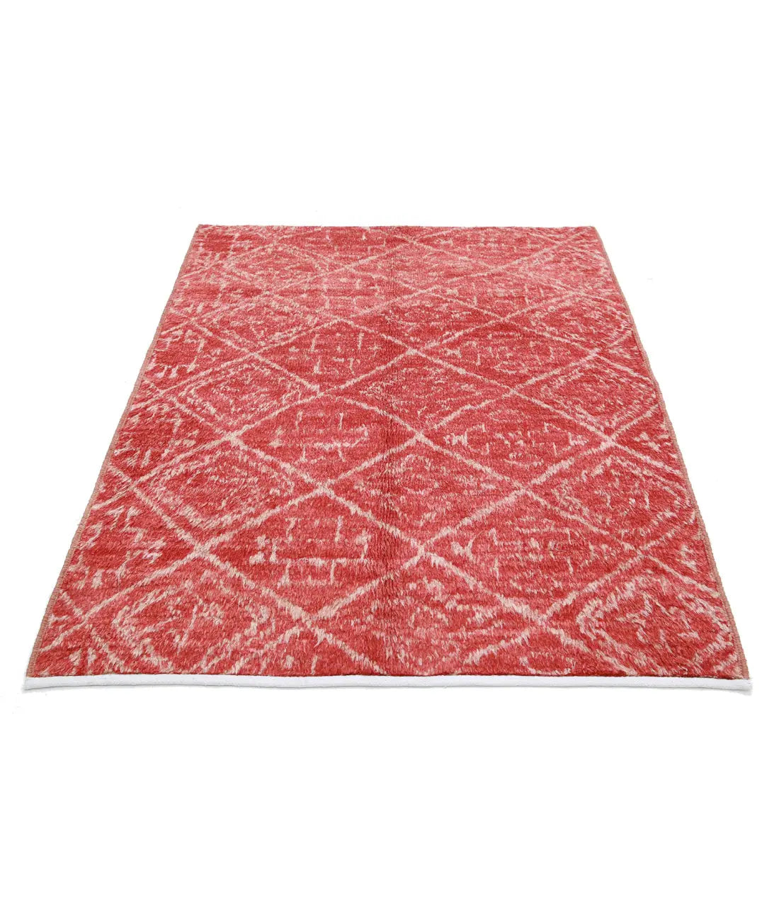 Tapis tribal marocain en laine noué à la main - 4'4'' x 5'9''