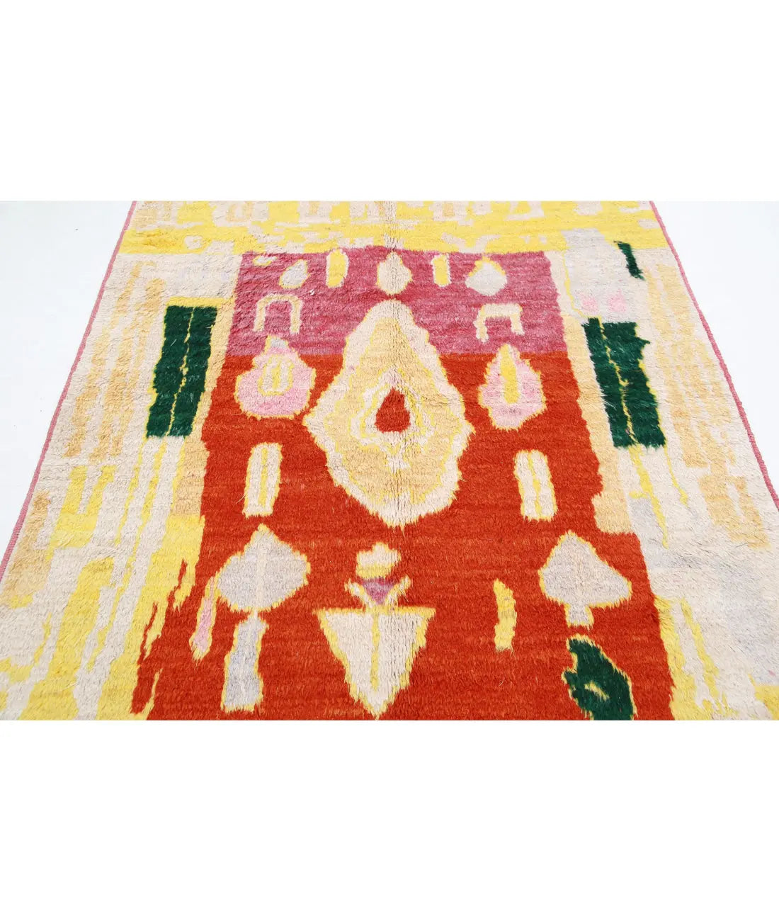 Hand Knotted Tribal Moroccan Wool Rug - 5'1'' x 7'0''