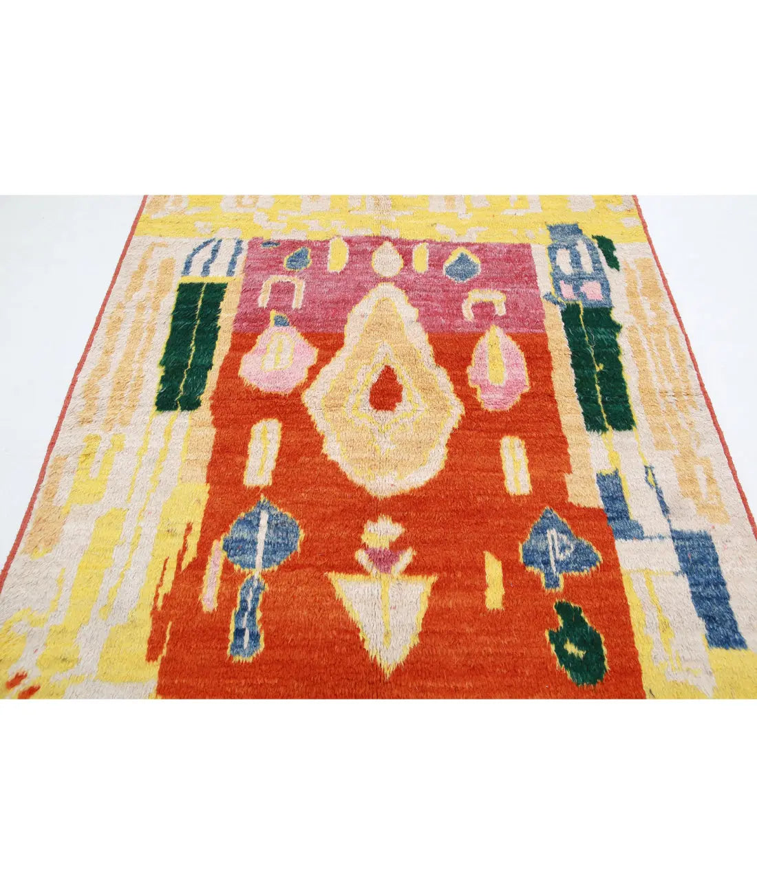 Hand Knotted Tribal Moroccan Wool Rug - 5'3'' x 6'11''