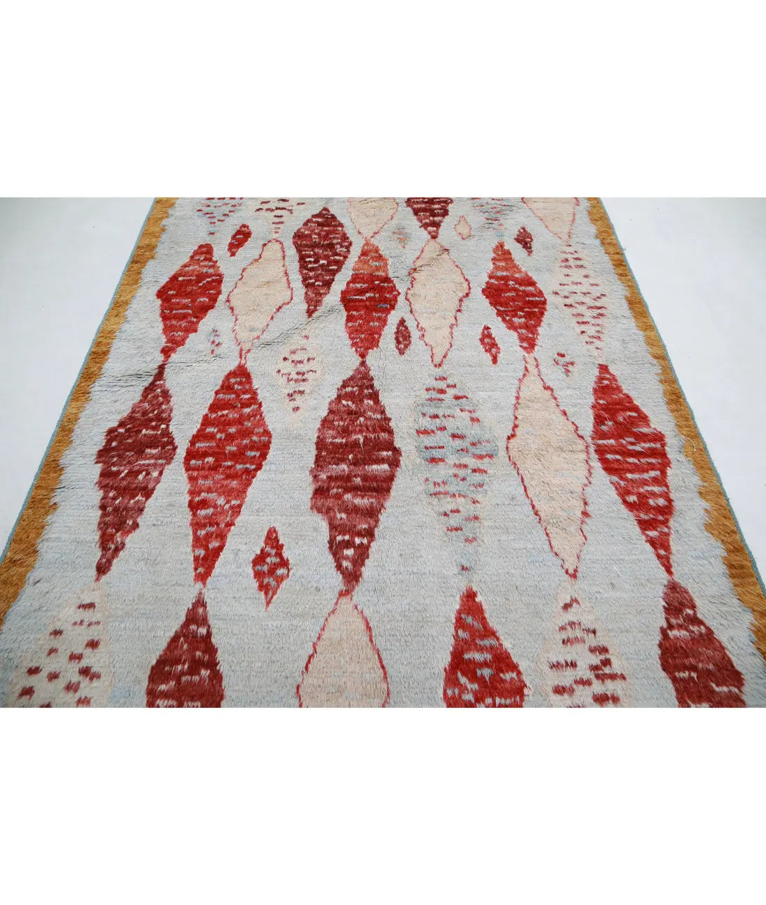 Hand Knotted Tribal Moroccan Wool Rug - 6'2'' x 9'1''