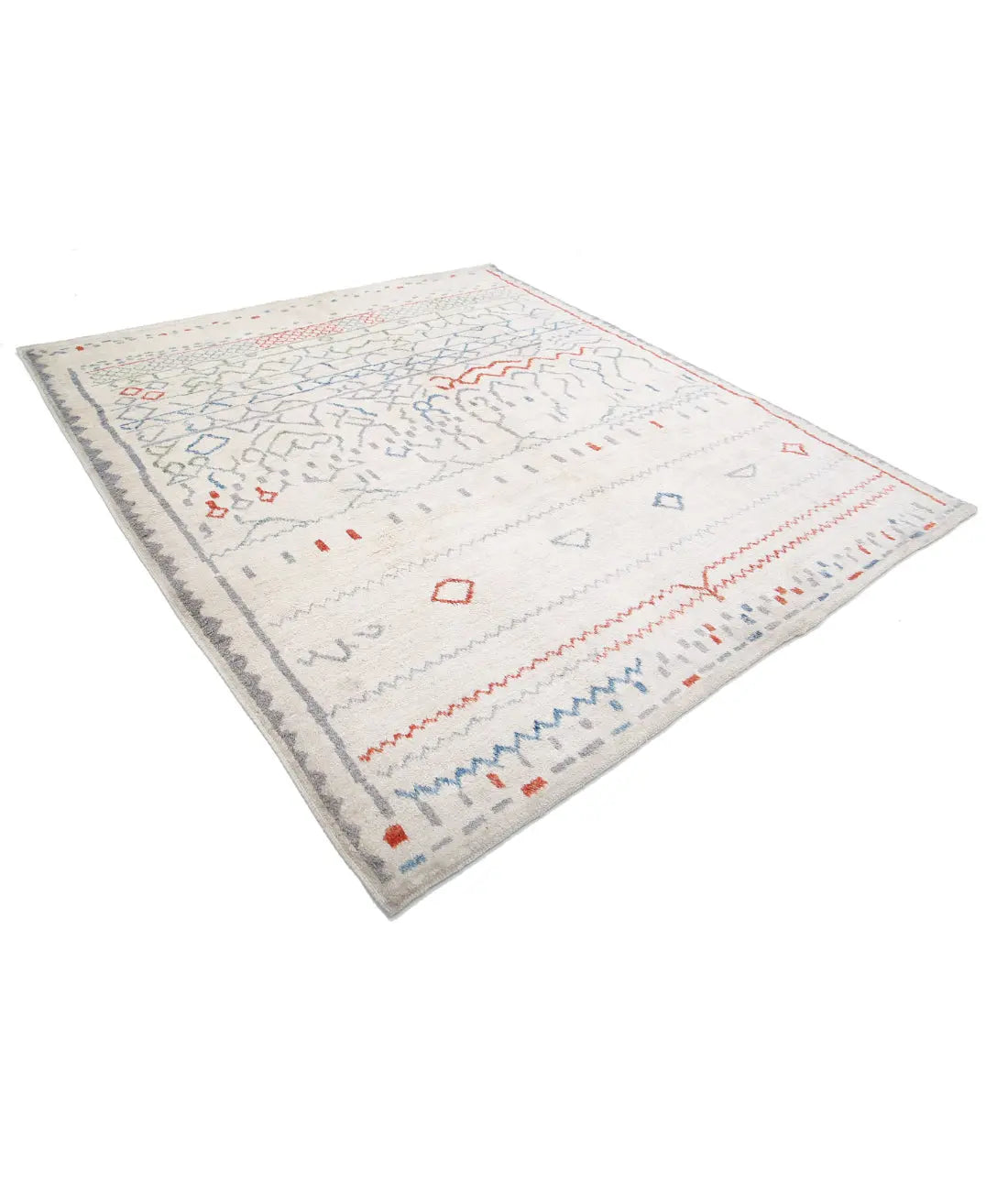 Tapis tribal marocain en laine noué à la main - 8'6'' x 9'9''