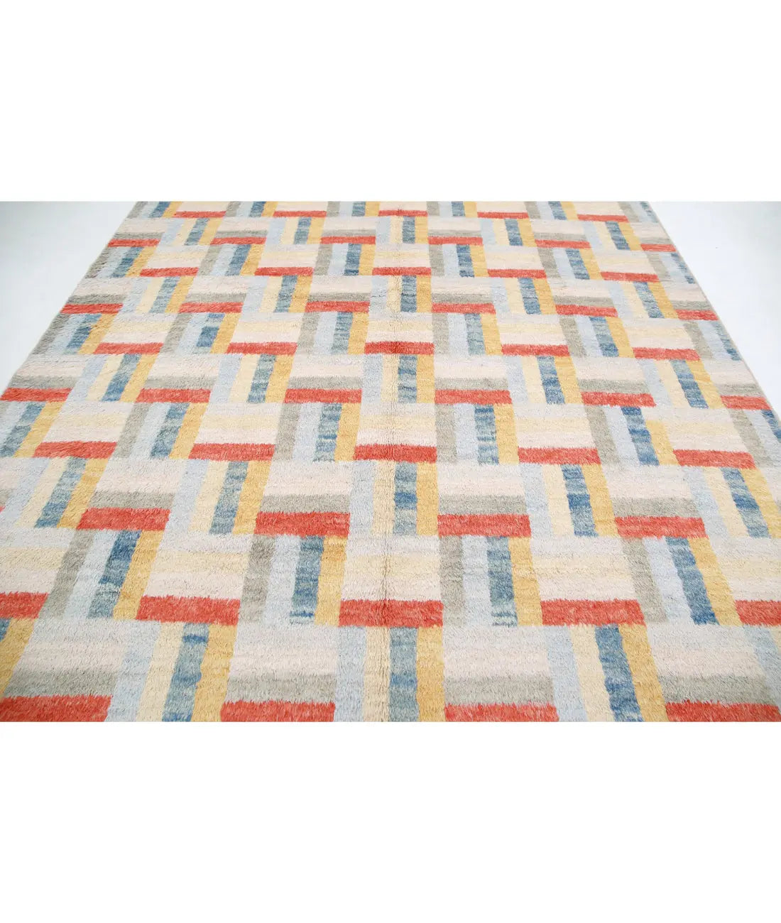 Hand Knotted Tribal Moroccan Wool Rug - 9'1'' x 12'2''