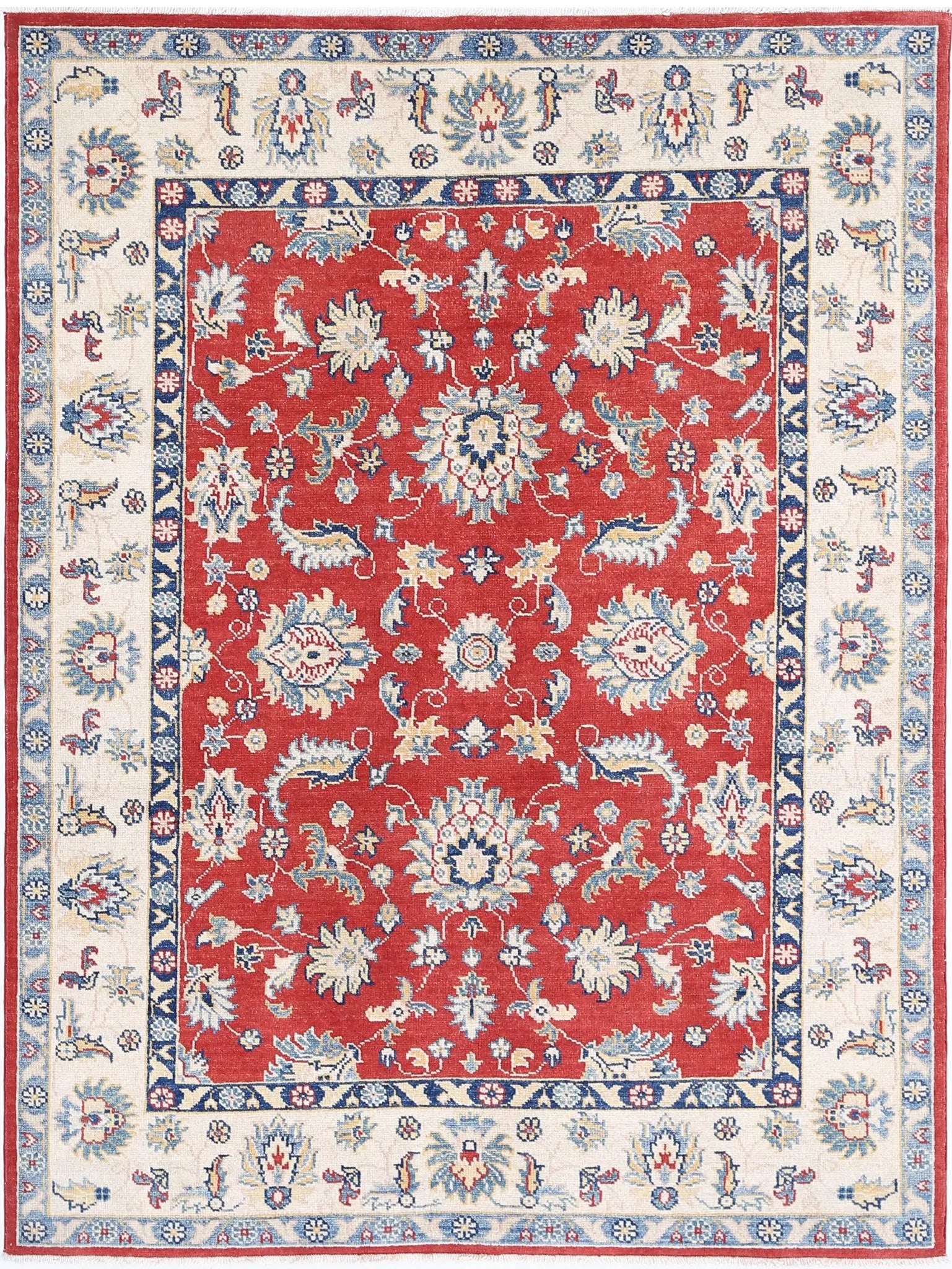 Tapis en laine Ziegler Farhan Gul noué à la main - 4'9'' x 6'5''