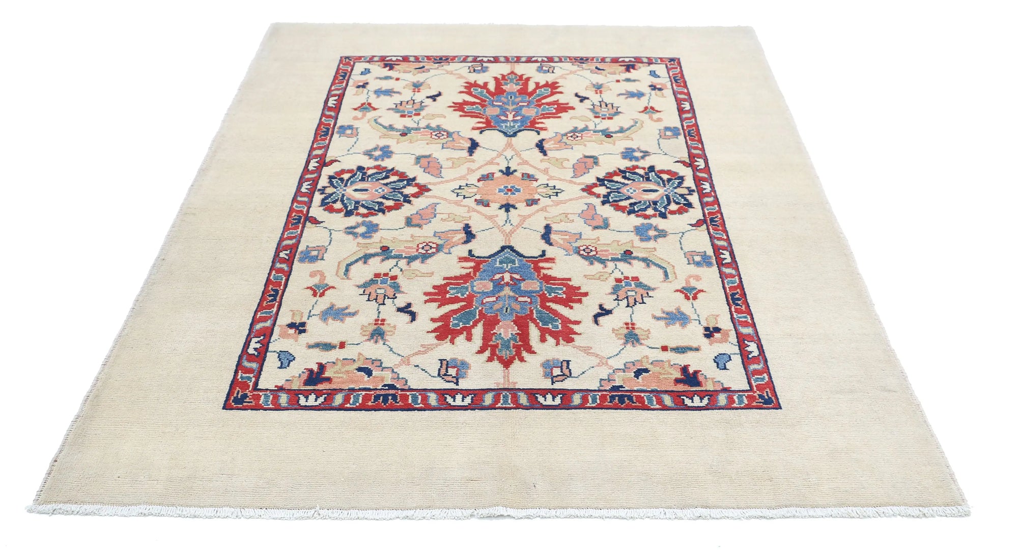 Hand Knotted Ziegler Farhan Gul Wool Rug - 5'1'' x 6'9''