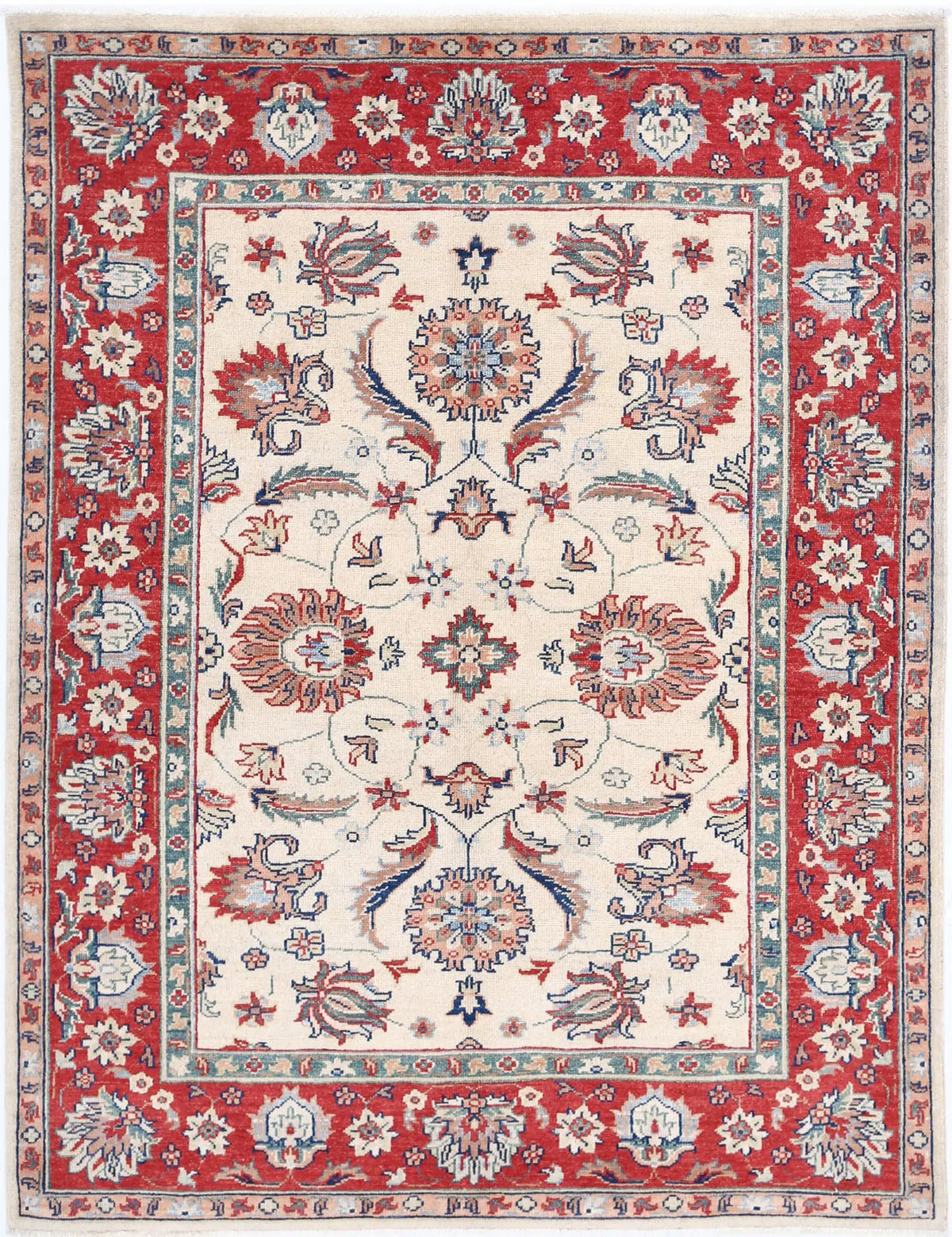 Hand Knotted Ziegler Farhan Gul Wool Rug - 5&#39;6&#39;&#39; x 7&#39;3&#39;&#39;