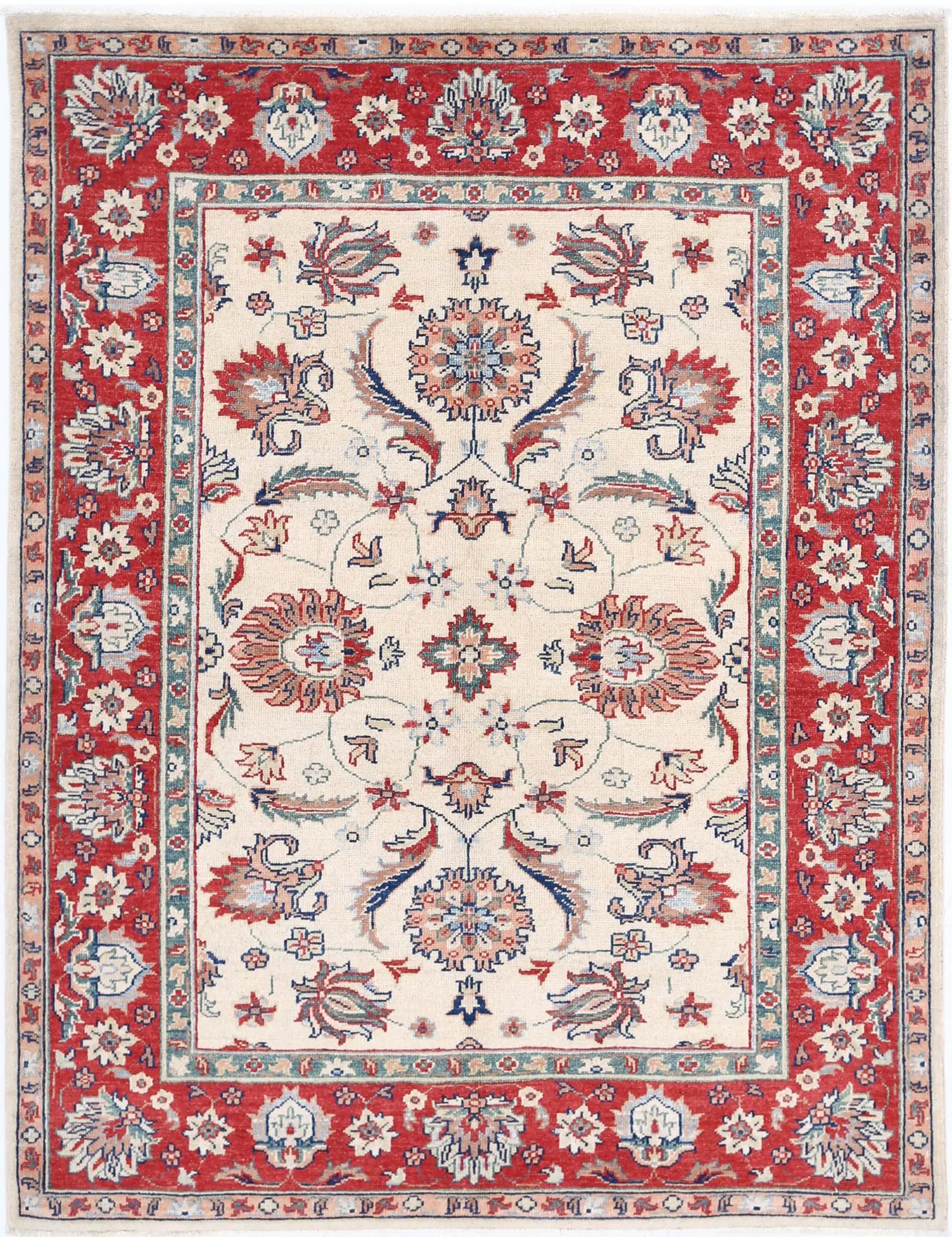 Hand Knotted Ziegler Farhan Gul Wool Rug - 5'6'' x 7'3''