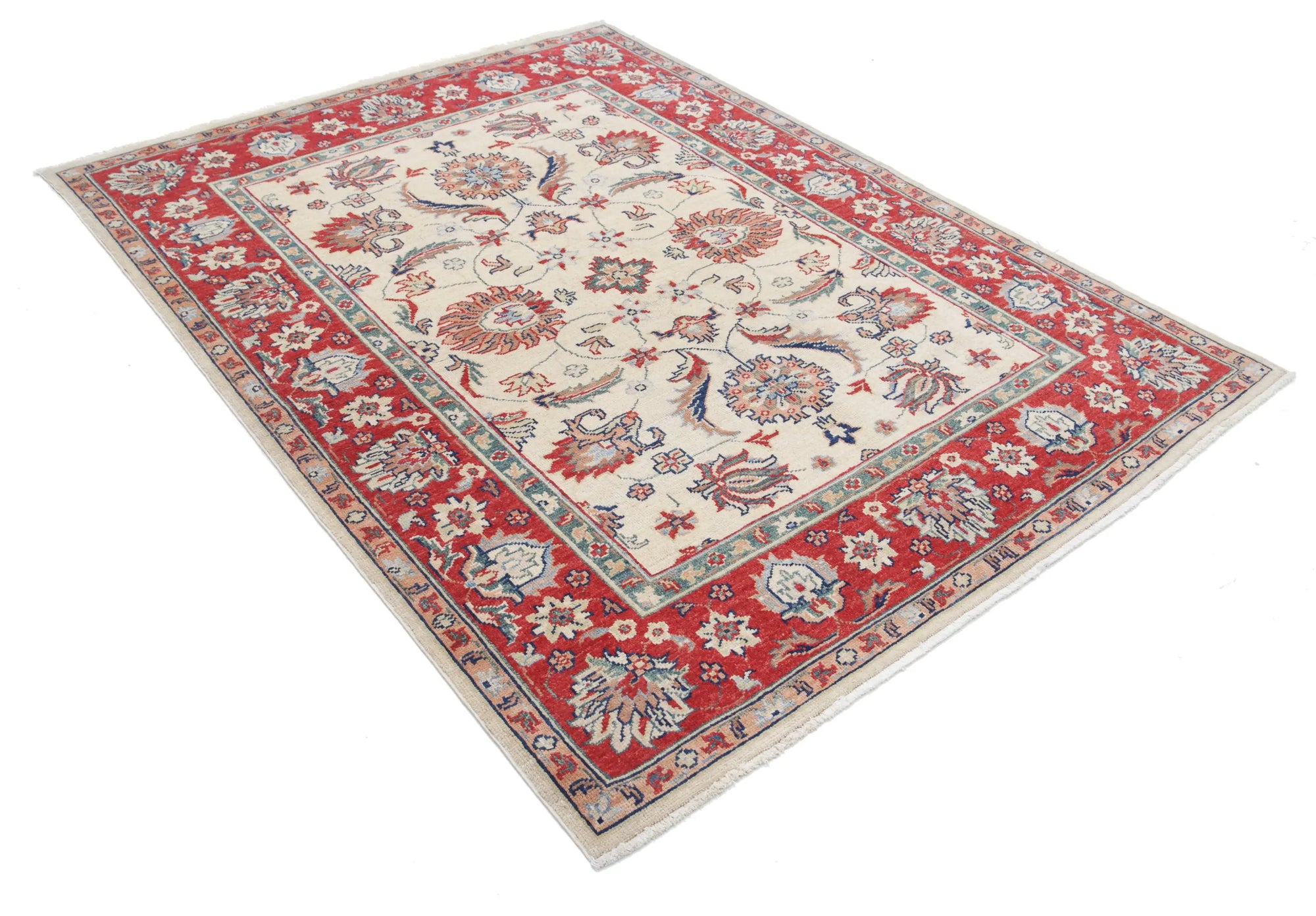 Hand Knotted Ziegler Farhan Gul Wool Rug - 5'6'' x 7'3''