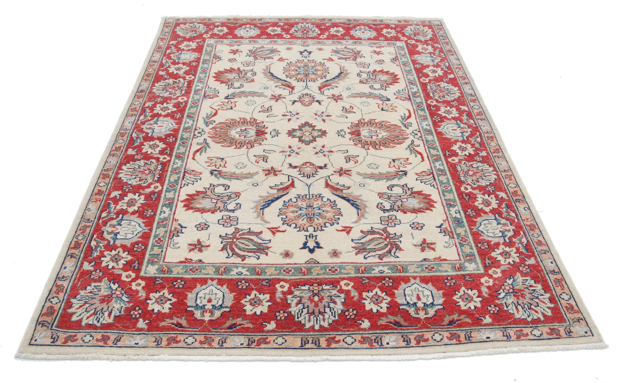 Hand Knotted Ziegler Farhan Gul Wool Rug - 5'6'' x 7'3''