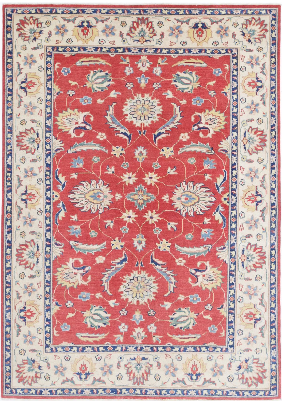 Hand Knotted Ziegler Farhan Gul Wool Rug - 6&#39;4&#39;&#39; x 9&#39;4&#39;&#39;