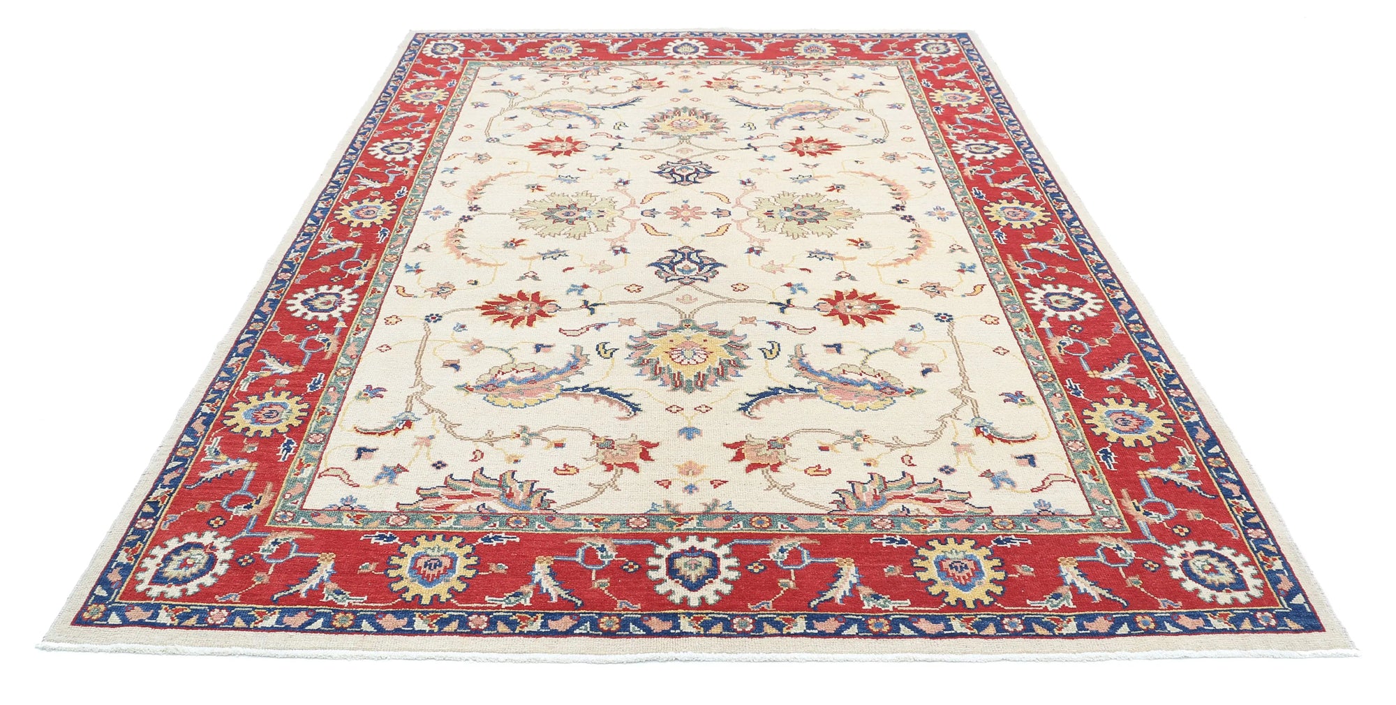 Tapis en laine Ziegler Farhan Gul noué à la main - 6'7'' x 9'3''