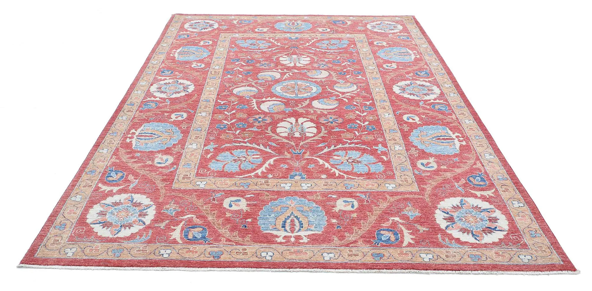 Hand Knotted Ziegler Suzani Wool Rug - 6'7'' x 9'10''