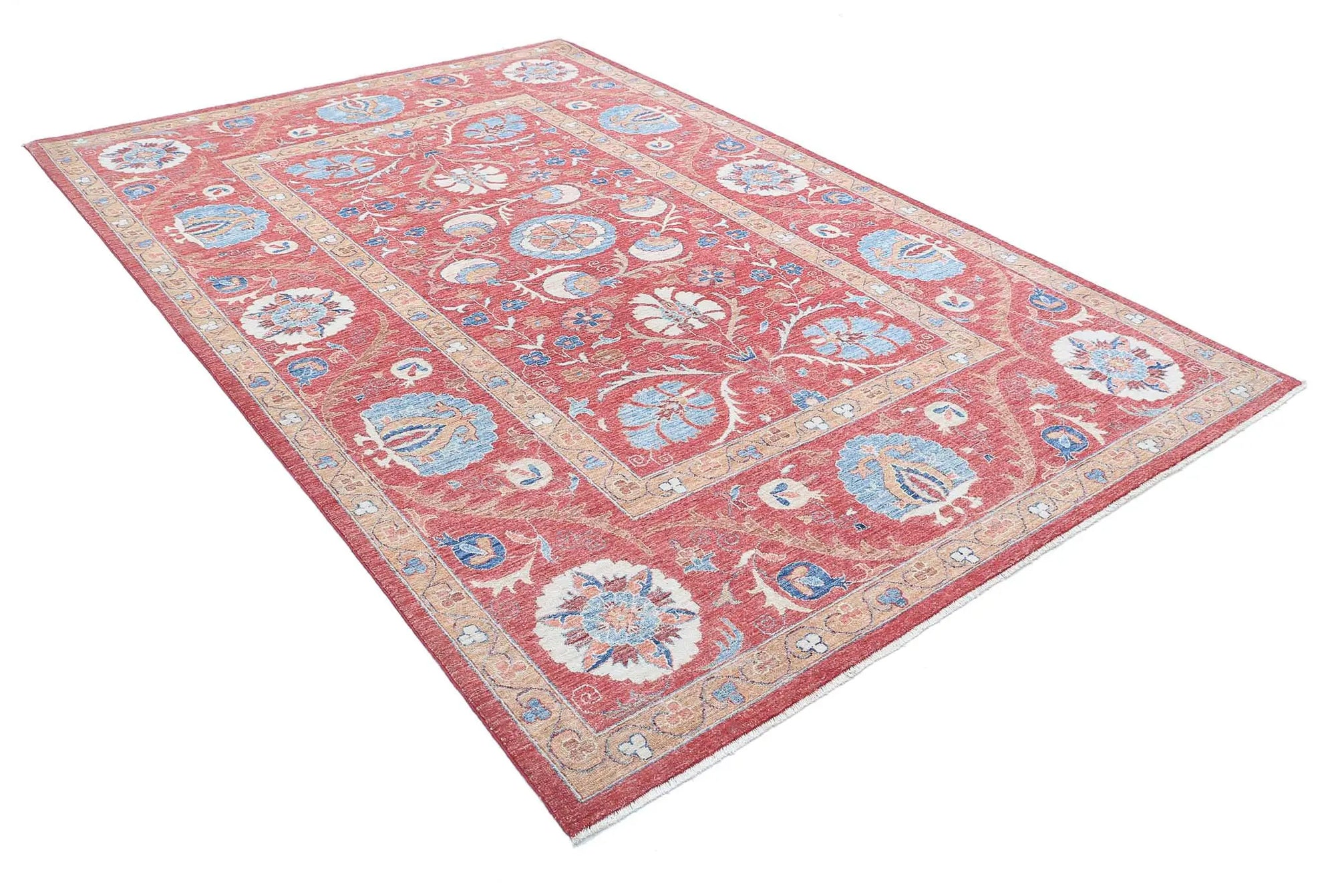 Hand Knotted Ziegler Suzani Wool Rug - 6'7'' x 9'10''