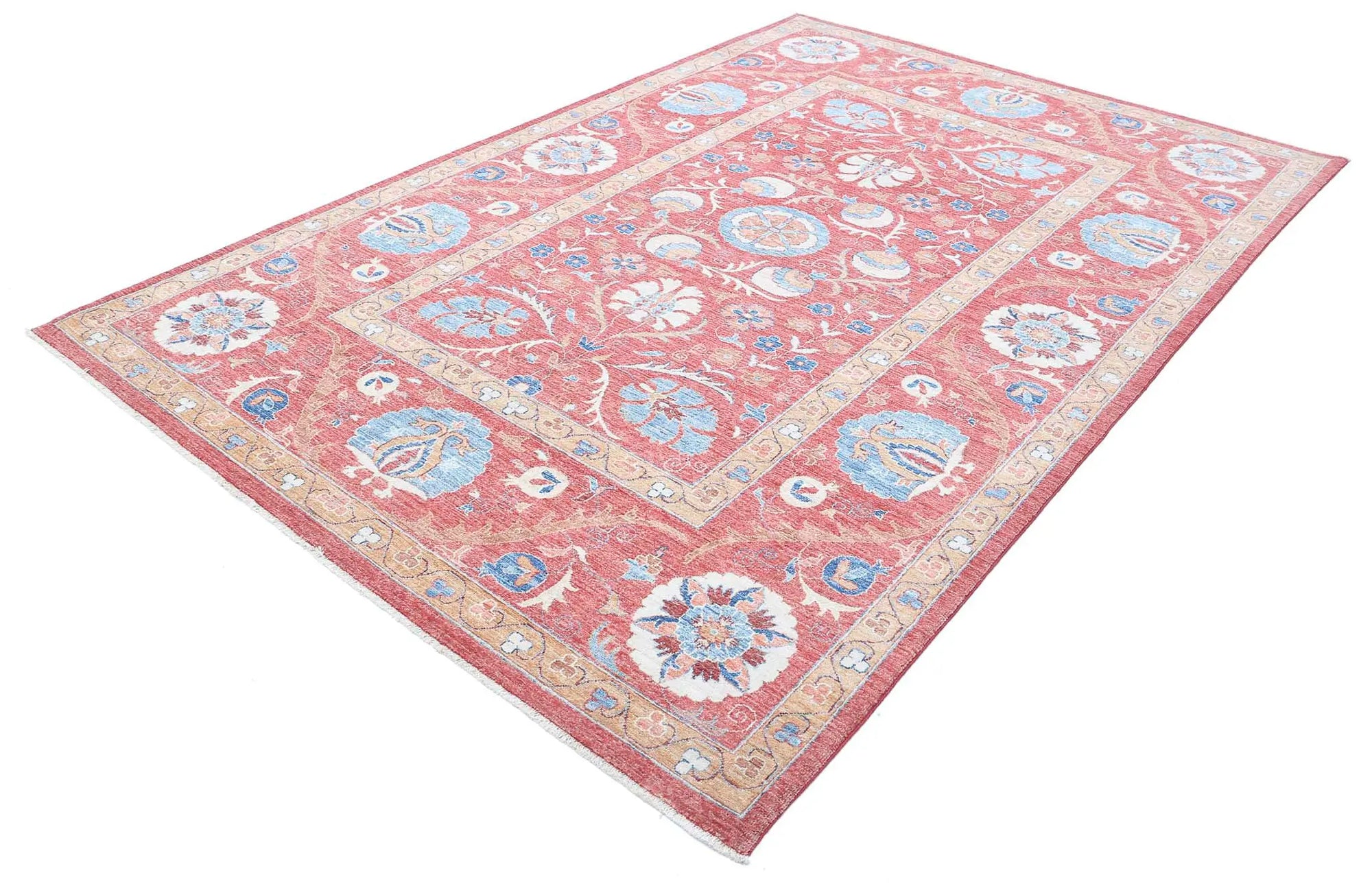 Hand Knotted Ziegler Suzani Wool Rug - 6'7'' x 9'10''