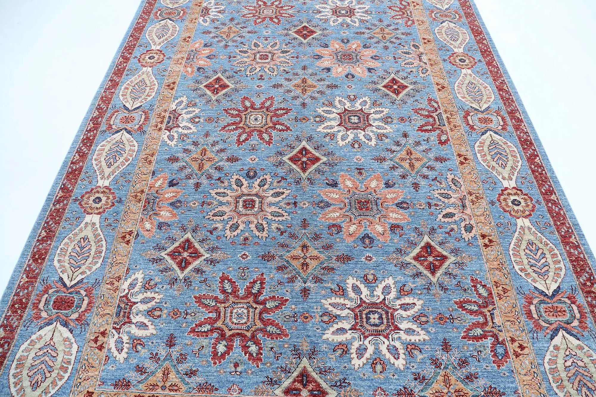 Hand Knotted Ziegler Suzani Wool Rug - 6'7'' x 9'8''