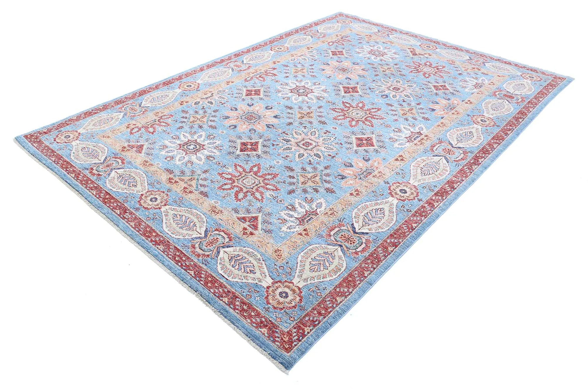 Hand Knotted Ziegler Suzani Wool Rug - 6'7'' x 9'8''