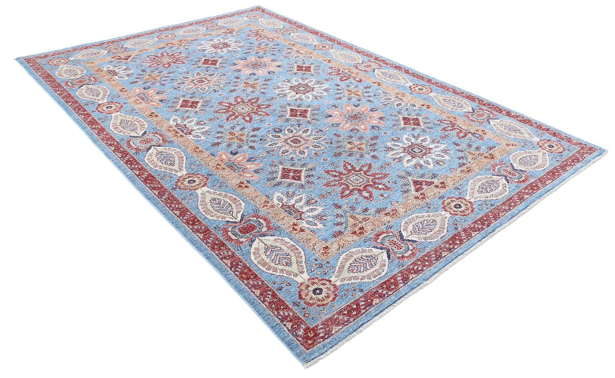 Hand Knotted Ziegler Suzani Wool Rug - 6'7'' x 9'8''