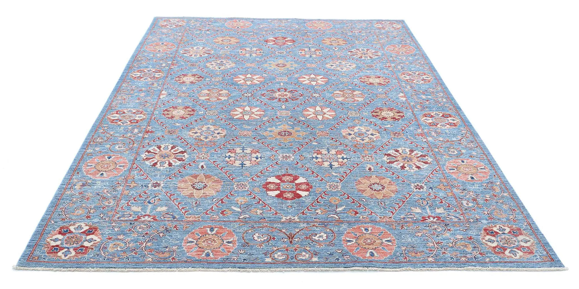 Hand Knotted Ziegler Suzani Wool Rug - 6'8'' x 9'3''