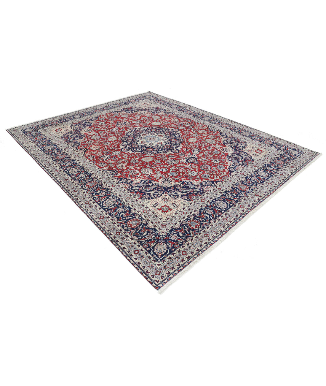 Hand Knotted Heritage Fine Persian Style Wool Rug - 8'1'' x 9'11'' 8'1'' x 9'11'' (243 X 298) / Red / Blue