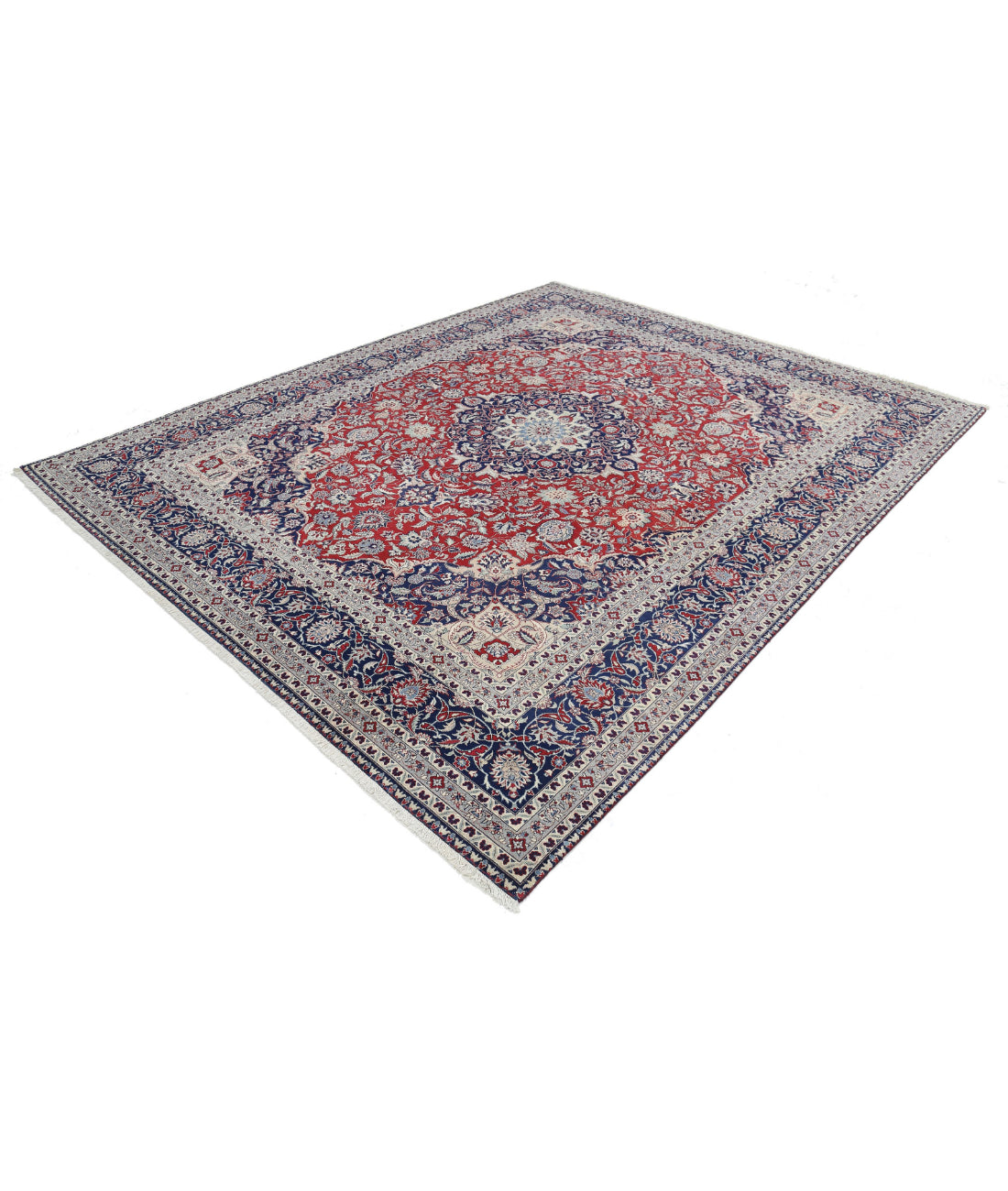 Hand Knotted Heritage Fine Persian Style Wool Rug - 8'1'' x 9'11'' 8'1'' x 9'11'' (243 X 298) / Red / Blue