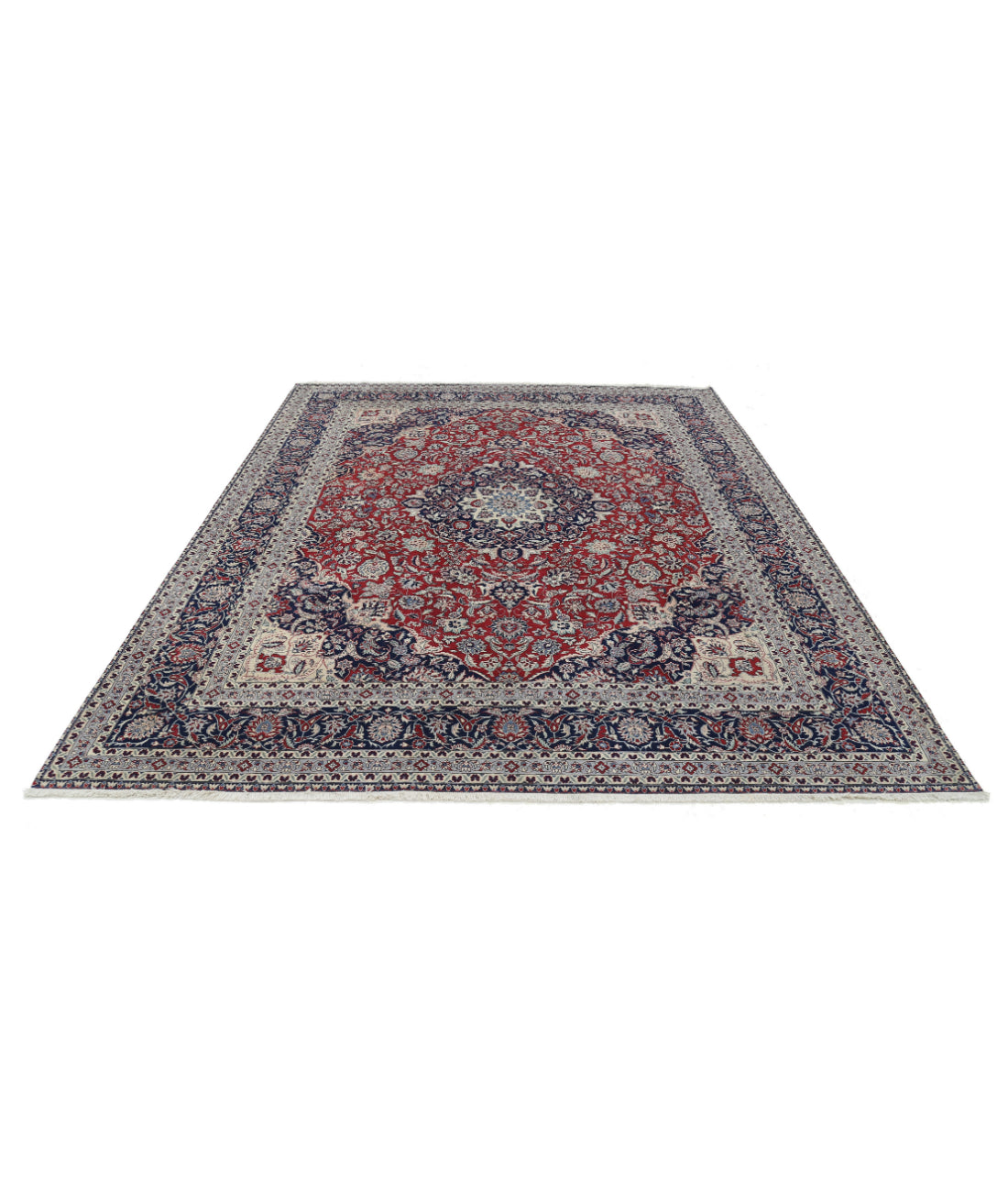 Hand Knotted Heritage Fine Persian Style Wool Rug - 8'1'' x 9'11'' 8'1'' x 9'11'' (243 X 298) / Red / Blue