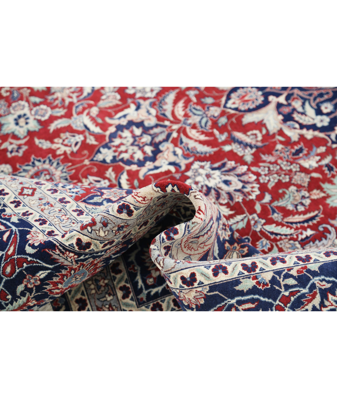 Hand Knotted Heritage Fine Persian Style Wool Rug - 8'1'' x 9'11'' 8'1'' x 9'11'' (243 X 298) / Red / Blue