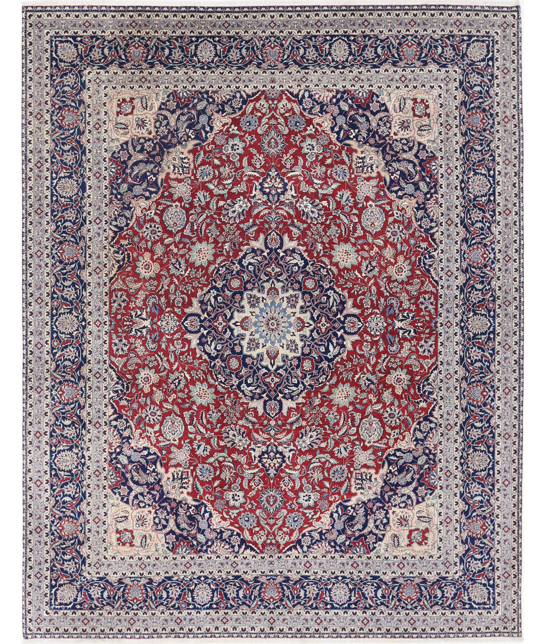 Hand Knotted Heritage Fine Persian Style Wool Rug - 8&#39;1&#39;&#39; x 9&#39;11&#39;&#39; 8&#39;1&#39;&#39; x 9&#39;11&#39;&#39; (243 X 298) / Red / Blue